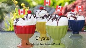  Presentation with ice cream - Beautiful presentation featuring canadian flags for canada day backdrop and a yellow colored foreground