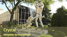  Presentation with fame - Amazing PPT theme having hamilton - canadian football hall of fame backdrop and a tawny brown colored foreground