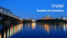  Presentation with historical architecture - Presentation featuring canadian government - ottawa at night over river background and a cobalt blue colored foreground