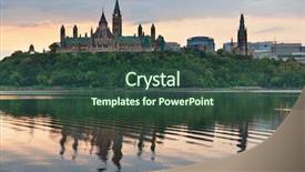 Presentation with canadian - Presentation design consisting of canadian government - ottawa city skyline at sunrise background and a tawny brown colored foreground