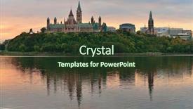  Presentation with city buildings - Colorful PPT theme enhanced with canadian government - ottawa city skyline at sunrise backdrop and a tawny brown colored foreground