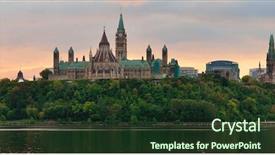  Presentation with historical buildings - PPT theme having canadian government - ottawa city skyline panorama background and a  colored foreground