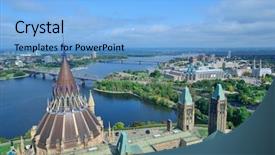  Presentation with historical architecture - Amazing presentation theme having canadian government - ottawa cityscape in the day backdrop and a light blue colored foreground