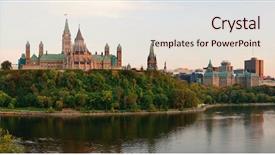  Presentation with historical architecture - Cool new PPT theme with canadian government - ottawa sunset panorama over river backdrop and a lemonade colored foreground