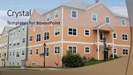  Presentation with canada - Slide set consisting of canadian history - colourful painted houses in charlottetown background and a light blue colored foreground