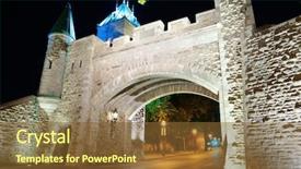  Presentation with city night - Cool new slide set with canadian history - porte dauphine gate closeup backdrop and a tawny brown colored foreground