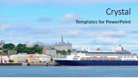  Presentation with sky blue - Presentation design enhanced with canadian history - quebec city skyline over river background and a  colored foreground