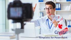  Presentation with blogger - Amazing slides having canadian immigration to canada backdrop and a sky blue colored foreground