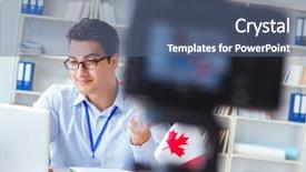  Presentation with blogger - Beautiful PPT layouts featuring canadian immigration to canada backdrop and a ocean colored foreground