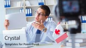  Presentation with blogger - Colorful PPT theme enhanced with canadian immigration to canada backdrop and a light blue colored foreground