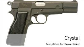  Presentation with firearms - Colorful PPT theme enhanced with canadian-made 9mm semi-automatic backdrop and a white colored foreground