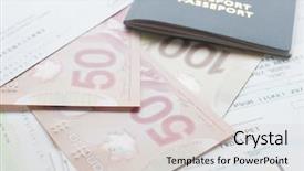  Presentation with passport - Cool new presentation with canadian money - canada passport with boarding pass backdrop and a light gray colored foreground