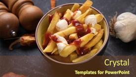  Presentation with potato chips - PPT layouts consisting of canadian-poutine-fried-potato-chips background and a tawny brown colored foreground