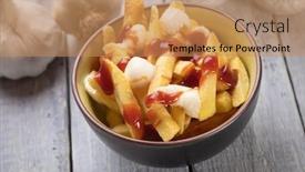  Presentation with potato chips - Slides with canadian-poutine-fried-potato-chips background and a coral colored foreground