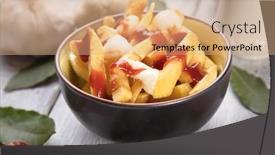  Presentation with canadian - PPT layouts consisting of canadian-poutine-fried-potato-chips background and a coral colored foreground