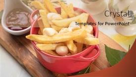  Presentation with potato chips - Slide deck featuring canadian-poutine-fried-potato-chips background and a coral colored foreground