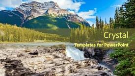  Presentation with water color - Slide deck having canadian-rockies-athabasca-falls background and a tawny brown colored foreground