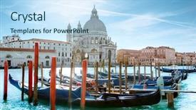  Presentation with canal - PPT layouts having canal and basilica santa maria background and a sky blue colored foreground