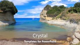  Presentation with canal - Beautiful PPT layouts featuring canal d'amour on corfu island greece backdrop and a coral colored foreground