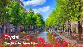  Presentation with canal - Cool new PPT layouts with canal in amsterdam backdrop and a tawny brown colored foreground