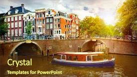  Presentation with canal - Beautiful presentation design featuring canal in amsterdam backdrop and a tawny brown colored foreground
