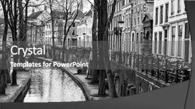  Presentation with canal - PPT theme featuring canal in the winter overcast background and a gray colored foreground