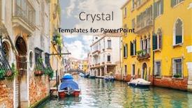  Presentation with canal - Presentation theme consisting of canal in venice italy background and a coral colored foreground