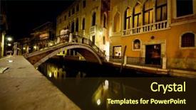  Presentation with venice - PPT layouts featuring canal with a bridge in venice at night background and a tawny brown colored foreground