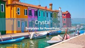  Presentation with canal - PPT layouts enhanced with canal-with-moored-motorboats background and a teal colored foreground