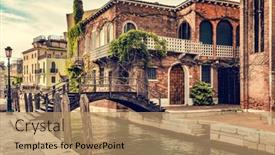  Presentation with canal - Presentation theme enhanced with canal-with-old-bridge background and a coral colored foreground