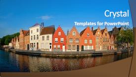  Presentation with kerala tourism onam - Presentation design enhanced with canals - typical belgian cityscape europe tourism background and a teal colored foreground