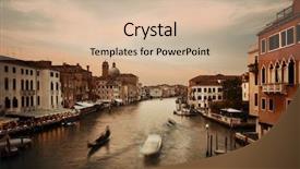  Presentation with historical buildings - Amazing PPT theme having canals - venice grand canal sunset view backdrop and a  colored foreground