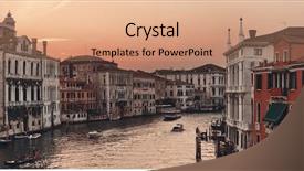  Presentation with historical buildings - Presentation theme with canals - venice grand canal sunset view background and a coral colored foreground