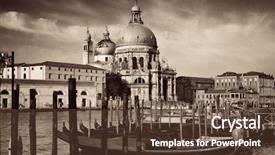 Presentation with venice - Slide set featuring canals - waterfront view of venice church background and a tawny brown colored foreground
