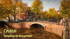  Presentation with canals - PPT theme having canals in amsterdam in autum background and a tawny brown colored foreground
