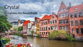  Presentation with canals - Slide set enhanced with canals of gent belgium background and a light blue colored foreground