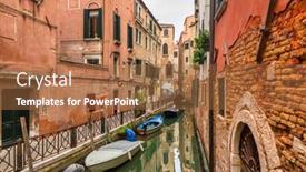  Presentation with canals - Cool new theme with canals-of-venice-city backdrop and a coral colored foreground