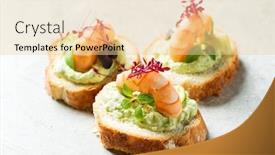  Presentation with shrimps - Slides having canape-with-cream-cheese background and a lemonade colored foreground