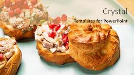  Presentation with pomegranate - Presentation theme with canape-with-meat-salad background and a yellow colored foreground