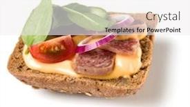  Presentation with appetizer - Theme featuring canape with salami open faced sandwich crostini isolated on white background closeup appetizer tartarine background and a white colored foreground