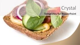  Presentation with appetizer - Cool new PPT theme with canape with salami open faced sandwich crostini isolated on white background closeup appetizer tartarine backdrop and a white colored foreground