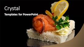  Presentation with lemon - Audience pleasing PPT theme consisting of canape-with-smoked-fish-lemon backdrop and a black colored foreground