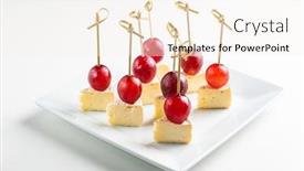  Presentation with grape - Presentation with canape-with-soft-cheese background and a sky blue colored foreground