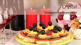  Presentation with restaurant - Slides enhanced with canapes-and-wine-in-restaurant background and a coral colored foreground