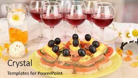  Presentation with restaurant - Colorful slides enhanced with canapes-and-wine-in-restaurant backdrop and a yellow colored foreground