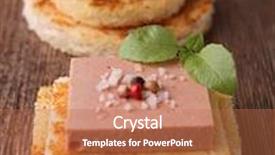  Presentation with foie - Beautiful PPT layouts featuring canapes bread with foie gras backdrop and a coral colored foreground