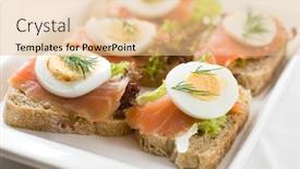  Presentation with salmon - Presentation theme having canapes with smoked salmon and egg background and a lemonade colored foreground