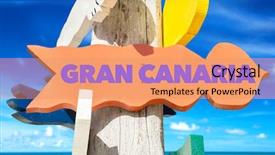  Presentation with 3d signpost - Colorful slide set enhanced with canaria signpost with beach background backdrop and a coral colored foreground