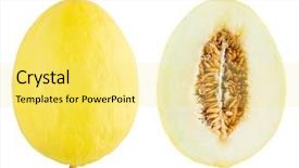  Presentation with melon - Presentation theme consisting of canary-melon-with-cross-section background and a yellow colored foreground