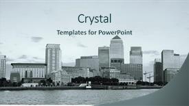  Presentation with black-business - Presentation design consisting of canary wharf business district background and a sky blue colored foreground